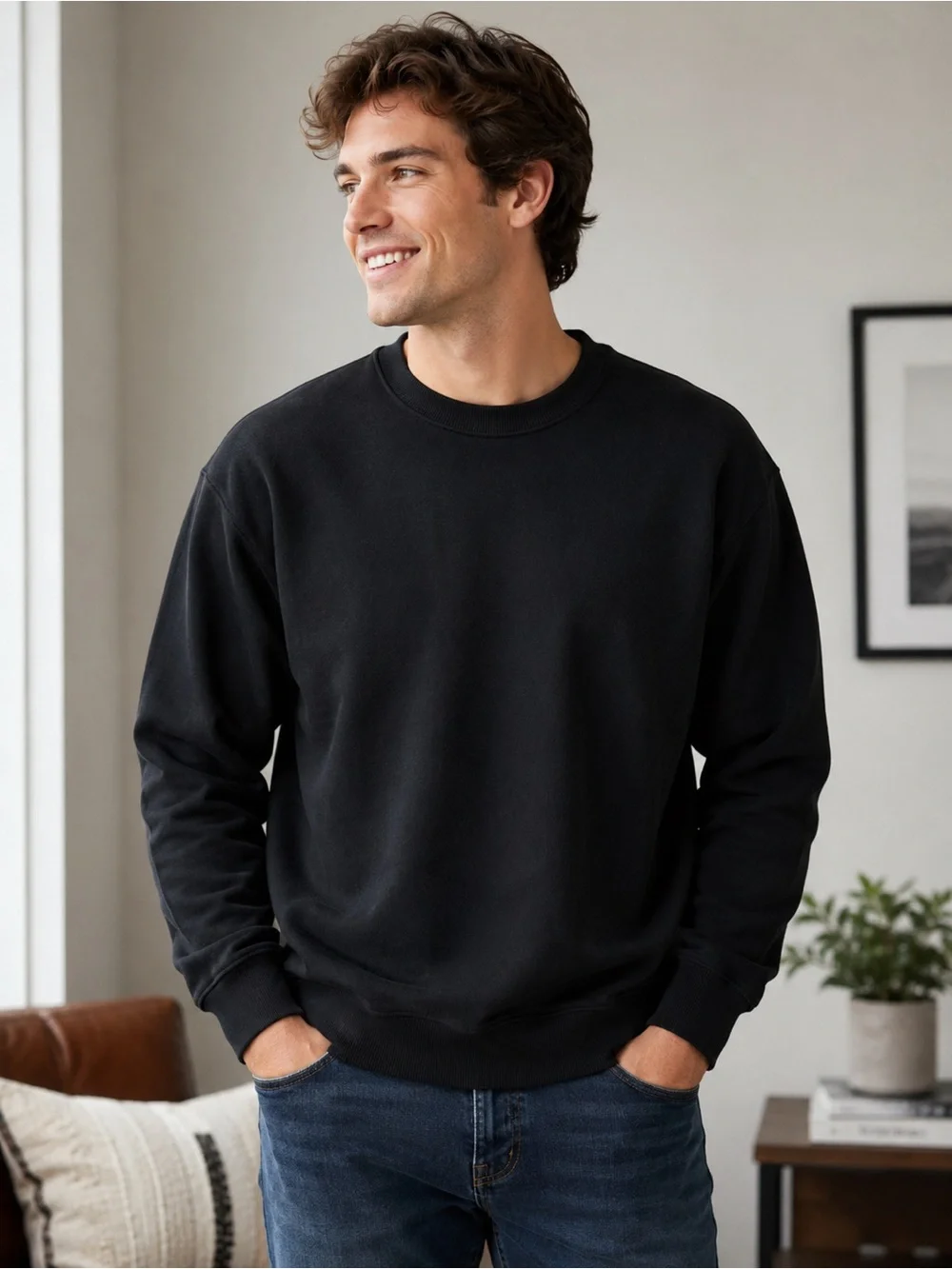 Goodfellow & Co Black Crewneck Sweatshirt- Simple Pullover Sz L